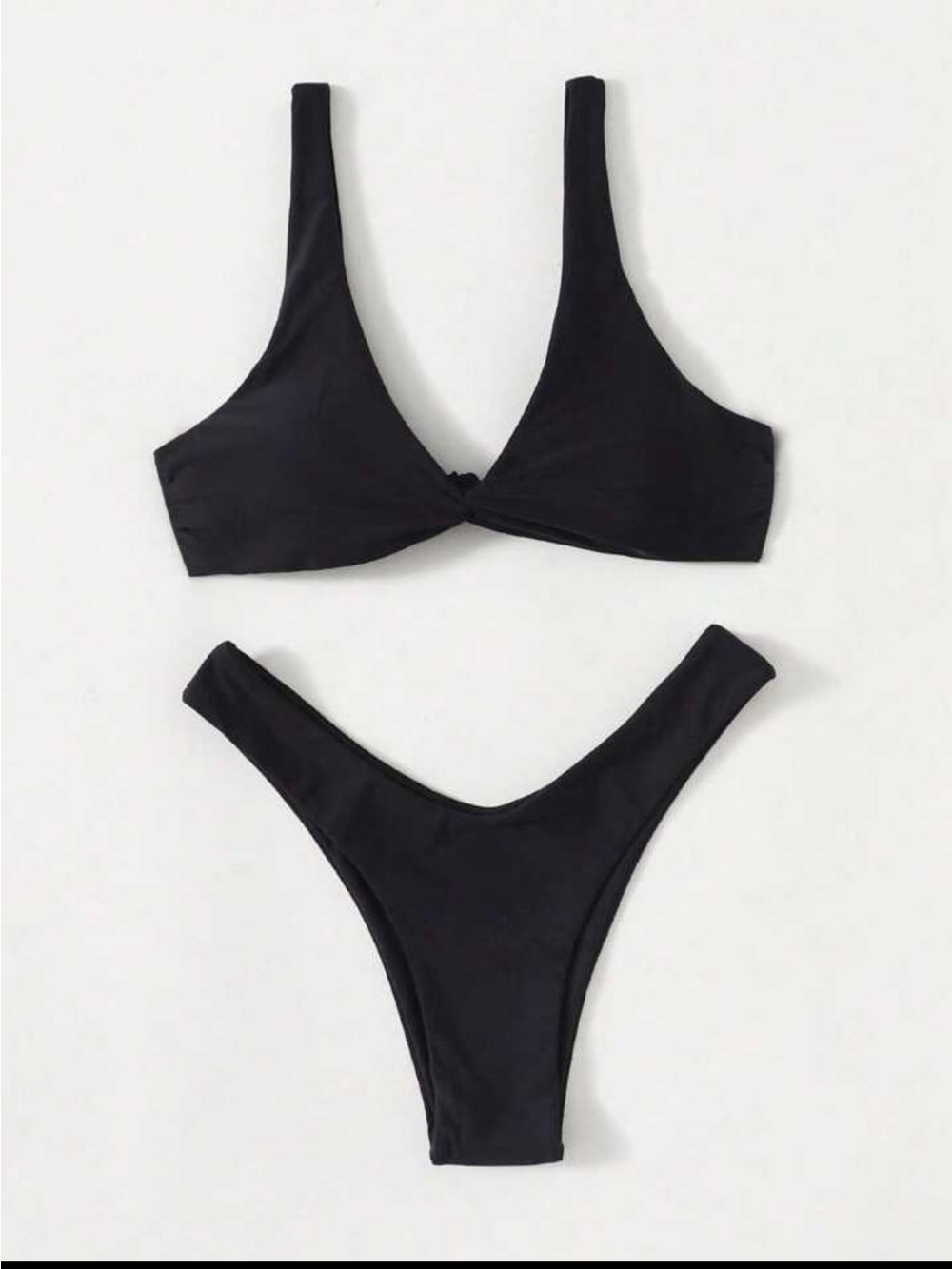 Black Women's V-Neck Bikini Set